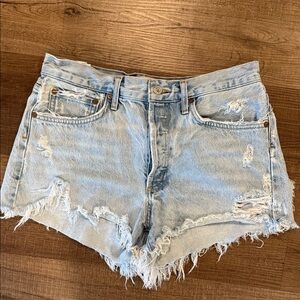 Agolde Light Blue Distressed button fly Jean Shorts